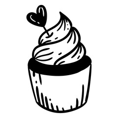 cupcake with heart topper stroke