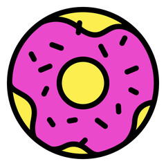 Delicious donut with pink glaze