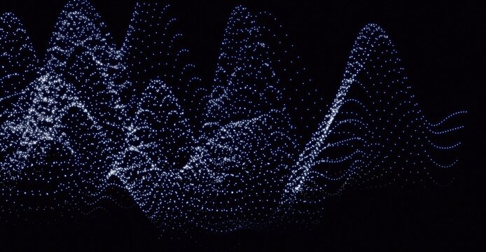 Abstract digital waves over a black background, creating a modern and dynamic visual