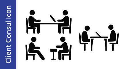 Client Consultation Service Icon Set – Business Support Vector
