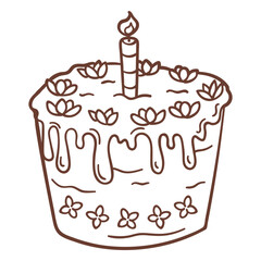 Drawing of a birthday cake with a candle