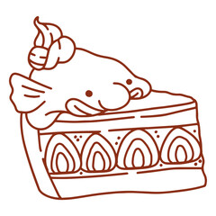 Drawing of a piece of cake with a blobfish
