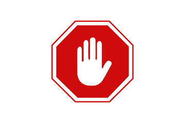 Obraz premium stop hand sign, Stop Work Authority Icon | Red Polygon Stop Hand Symbol for Safety & Warning