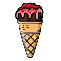 Hand drawn cone ice cream