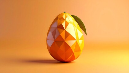 Lowpoly orange with orange background.