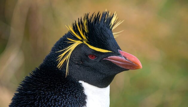 Close-up of a crested penguin profile