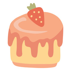 Pink cake with a strawberry on top