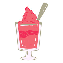 Pink cream dessert semi flat