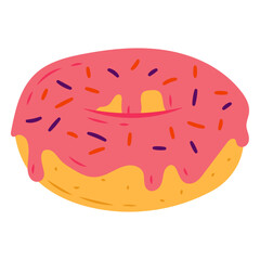 Pink donut with sparkles semi flat