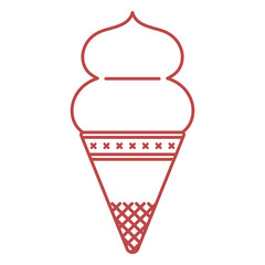 Red Ice cream cone color stroke desing