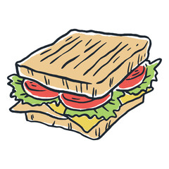 Sandwich with bread and fresh vegetables