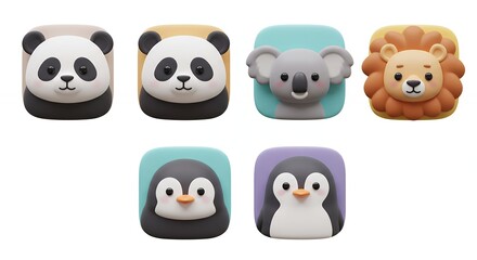 Cartoon animal faces collection