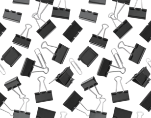 Minimalist Office Tools Seamless Texture with Clips and Fasteners PNG