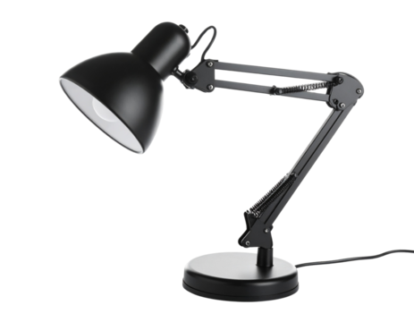  Minimalist Black Task Lamp with Adjustable Arm PNG