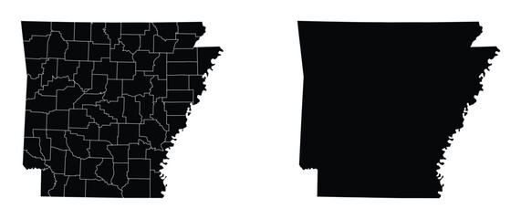 Arkansas Map with County Borders and Fill