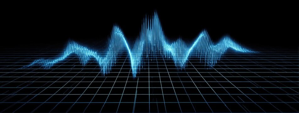 Abstract graphic of a sound wave, overlaid on a grid