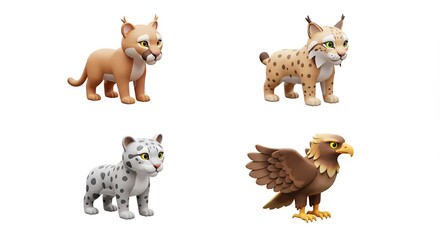 Cute animal illustrations grid