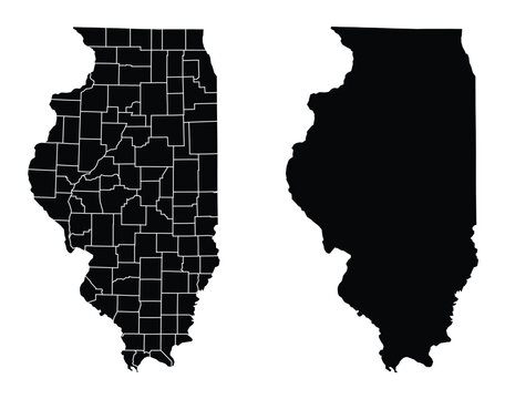 Illinois of USA Maps Fill and Fill with Stroke Vector Illustration