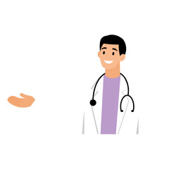 Fototapeta premium Smiling Male Doctor with Stethoscope Welcoming You Vector Graphic