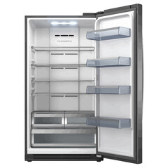 empty fridge on white background