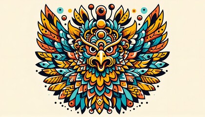 Colorful Geometric Illustration of an Abstract Eagle with Bold Patterns