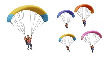 Obraz premium People paragliding colorful designs