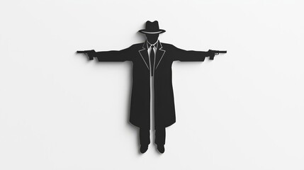 A striking silhouette of a detective figure in a trench coat, evoking themes of mystery and intrigue.