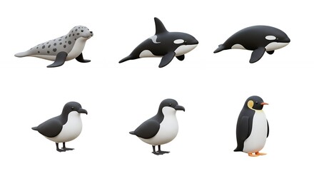 Naklejka premium Various cartoon animals