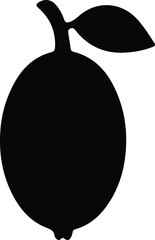 Vector Illustrator Single lemon with leaf fresh citrus fruit Silhouette