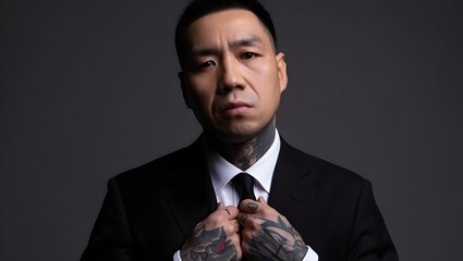 Yakuza Gentleman of the Underworld/Elegance and Violence in Shadows/Ruthless Yakuza Boss Portrait/Cinematic Yakuza Crime Drama.