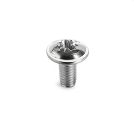 One metal bolt isolated on white. Hardware tool