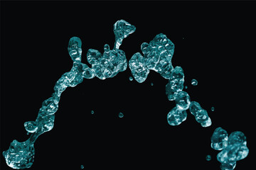 Flying Drops of Turquoise Water that Take on Unreal Shapes - The Sixth Frame of Set - Graphic Design