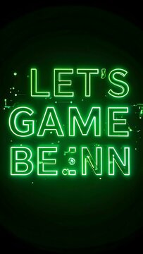 Neon green text "Let's Game Benn" on dark background