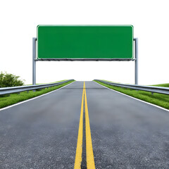 A blank green highway signpost stands empty against a clear sky, awaiting its advertising message