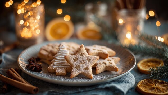 Festive Christmas cookies on a plate