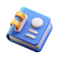 Blue notebook with orange rings isolated on transparent background