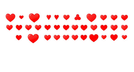 red hearts on white background