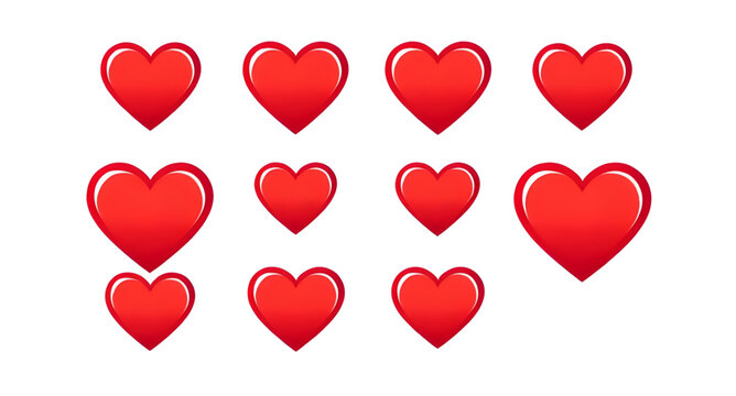 red hearts collection, love hearts set, red heart shapes, red heart clipart, romantic hearts, red hearts vector, valentine hearts set, heart design elements, red heart graphics, multiple red hearts, r
