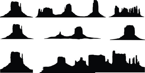 Monument Valley Arizona Seamless Pattern Black Silhouette on transparent background This image features seamless pattern Valley Arizona striking black silhouette style The valuable feature for © rabbivay