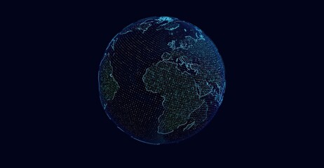 A digital illustration of the Earth with glowing lines, showcasing its interconnectedness and the vastness of the universe