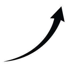 Vector art of black arrow showing upward growth and progress