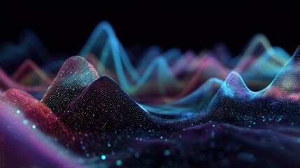 colorful glowing data waves abstract
