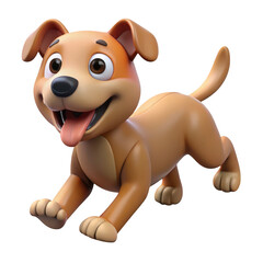 Obraz premium 3d cartoon dog character running isolated on transparent background