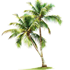 Fototapeta premium Two palm trees against a black background