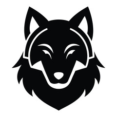 Black wolf head graphic icon stylized animal face vector