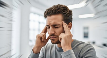 Concentration: Capturing the intense focus of a man deep in thought, as he pinpoints his thoughts, in a high-definition capture of the human mind.