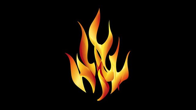 Vibrant flames dance against black background in dynamic sequence