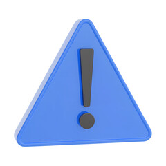 Bright blue triangular warning sign with a bold gray exclamation mark symbol against a deep black void