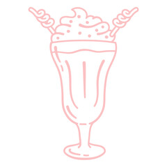 Illustration of a milkshake in a glass