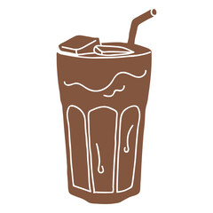 Illustration of a chocolate drink with a straw